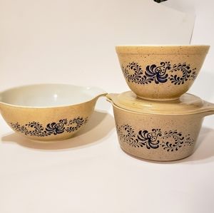 3 Cornflower Blue Corningware Bowls - Homestead